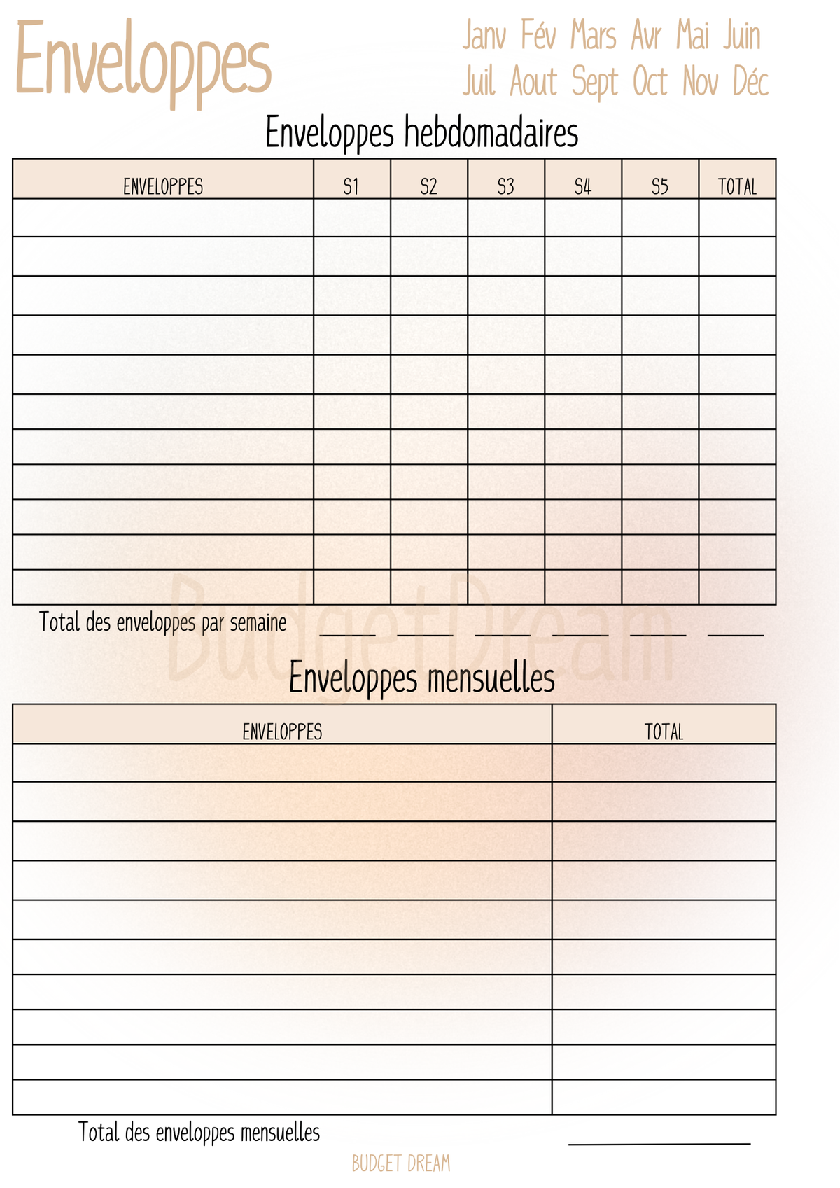 Mon budget journal - Produit numérique - Budget Dream