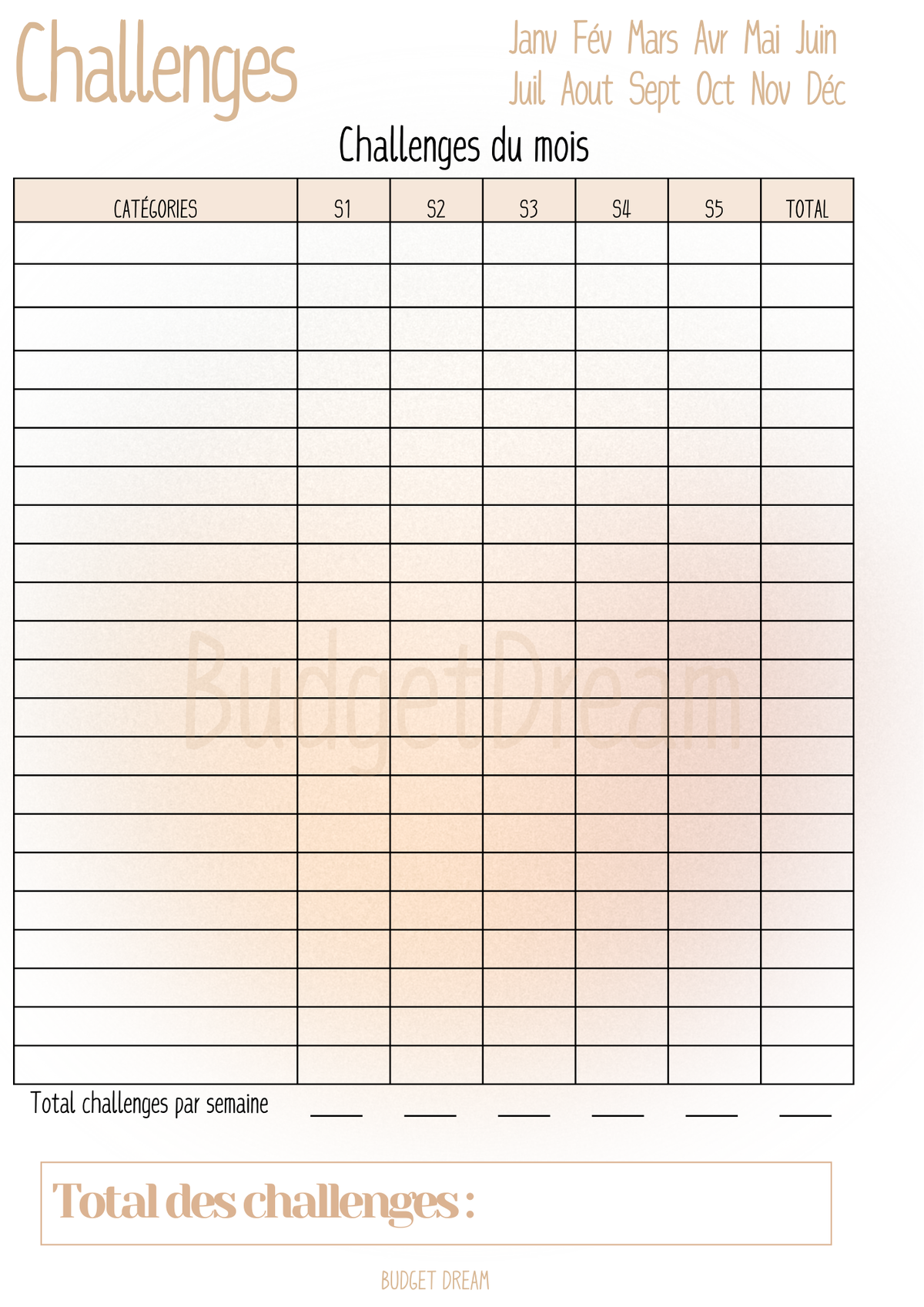 Mon budget journal - Produit numérique - Budget Dream