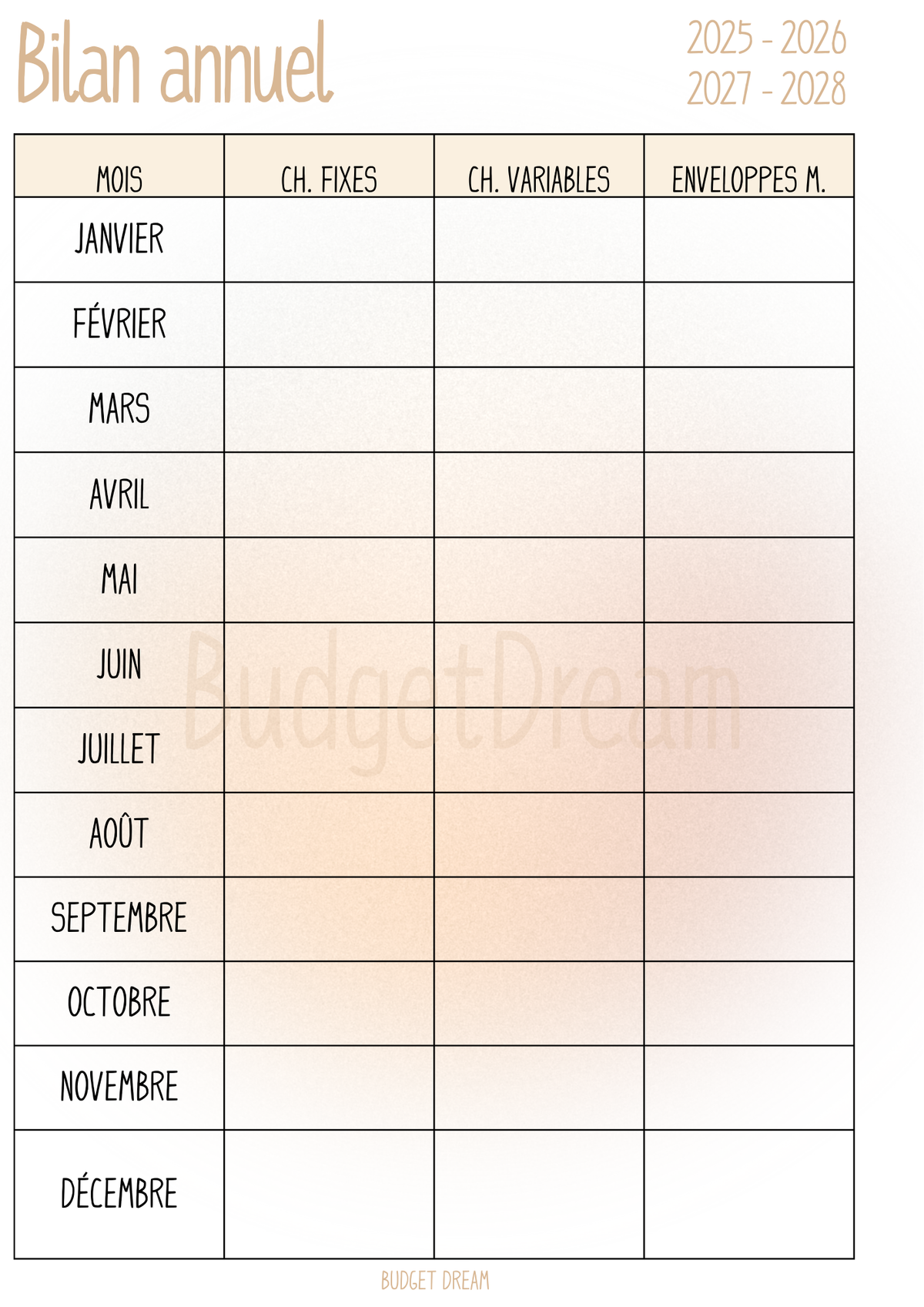 Mon budget journal - Produit numérique - Budget Dream